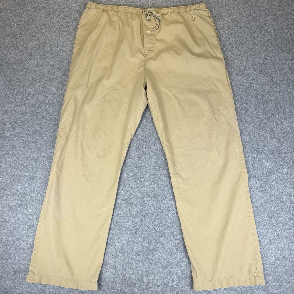 Polo Ralph Lauren Sleepwear Mens M Khaki Cotton Pajama Pants Lounge Flesh Pony